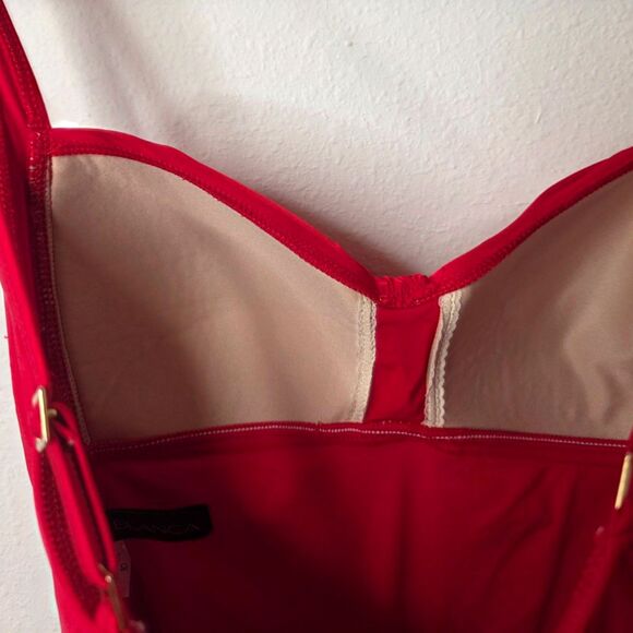 La Blanca Ruched One Piece Swimsuit Padded Cups Red Size 10 - Picture 8 of 11